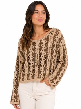 (1970’s) Red Fashion Nature Crotchet Cotton Boho Sweater - PTP 23